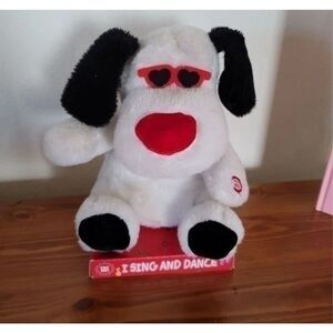 Hugfun plush dog sing dance battery operated cool dog heart sunglasses love